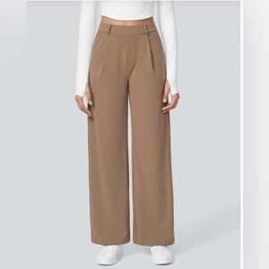 NWT Halara Flex DayStretch High Waisted Pocket Straight Leg Work Pants Tan L Reg